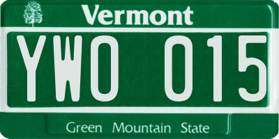 VT license plate YWO015
