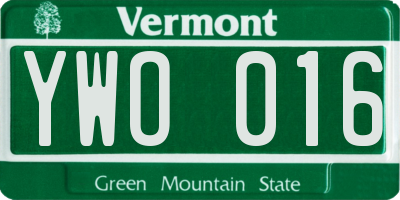 VT license plate YWO016