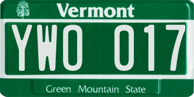 VT license plate YWO017