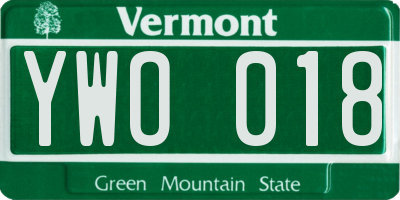 VT license plate YWO018