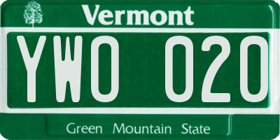 VT license plate YWO020