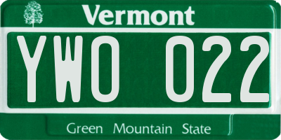 VT license plate YWO022