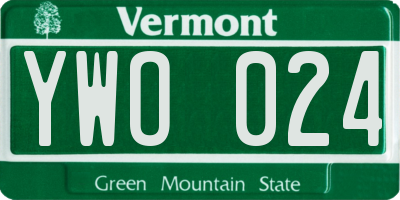 VT license plate YWO024