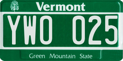 VT license plate YWO025