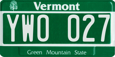 VT license plate YWO027
