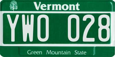 VT license plate YWO028