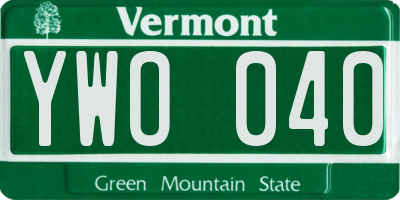 VT license plate YWO040