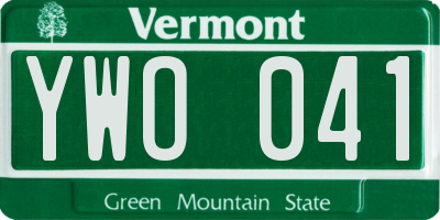 VT license plate YWO041
