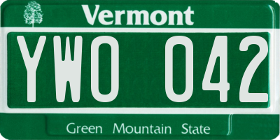 VT license plate YWO042