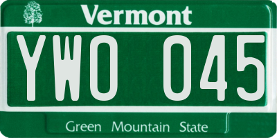 VT license plate YWO045