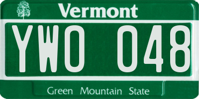 VT license plate YWO048