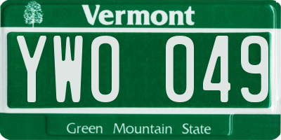 VT license plate YWO049