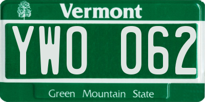 VT license plate YWO062