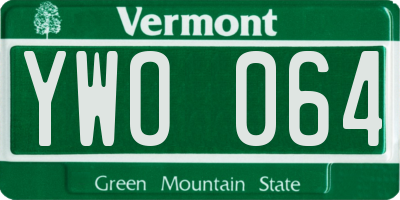 VT license plate YWO064