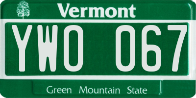 VT license plate YWO067