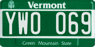 VT license plate YWO069