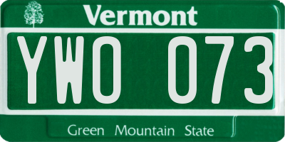 VT license plate YWO073