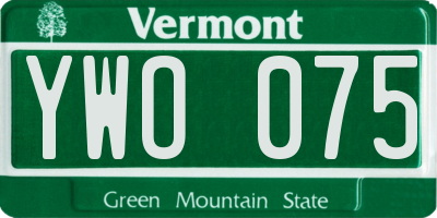 VT license plate YWO075