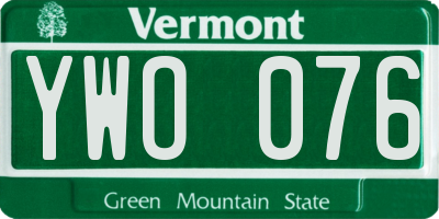 VT license plate YWO076