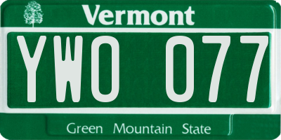 VT license plate YWO077