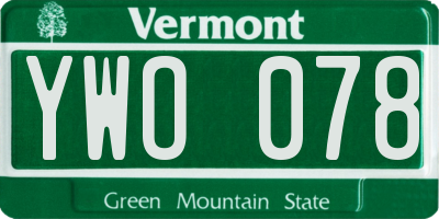 VT license plate YWO078