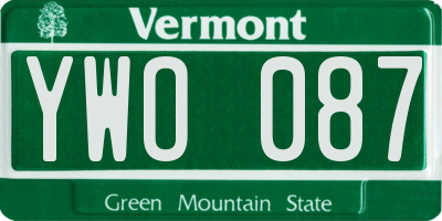VT license plate YWO087
