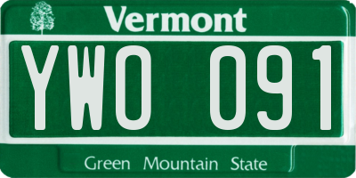 VT license plate YWO091