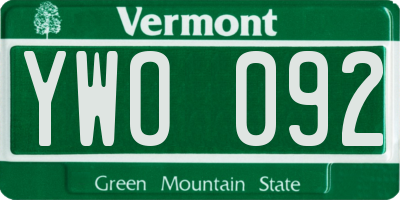 VT license plate YWO092