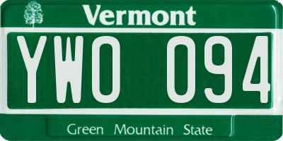 VT license plate YWO094