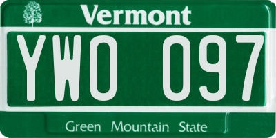 VT license plate YWO097