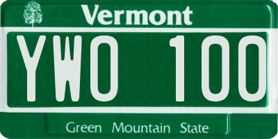 VT license plate YWO100