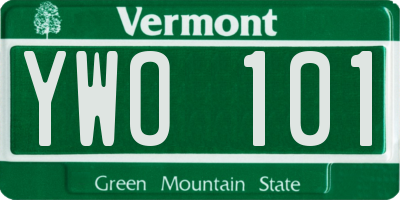 VT license plate YWO101