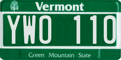 VT license plate YWO110