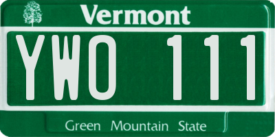 VT license plate YWO111
