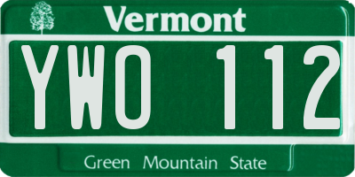 VT license plate YWO112