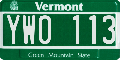 VT license plate YWO113