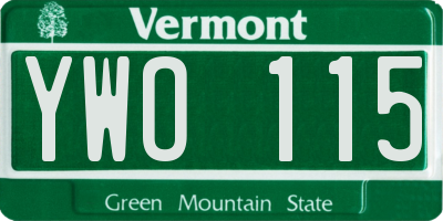 VT license plate YWO115
