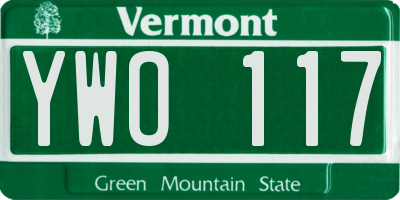 VT license plate YWO117
