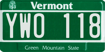 VT license plate YWO118