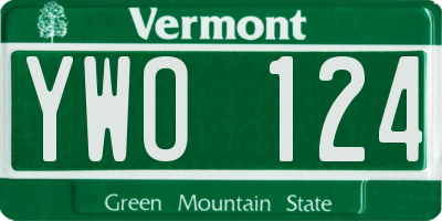 VT license plate YWO124