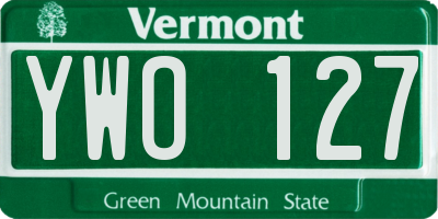 VT license plate YWO127