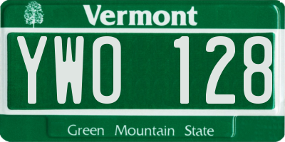 VT license plate YWO128
