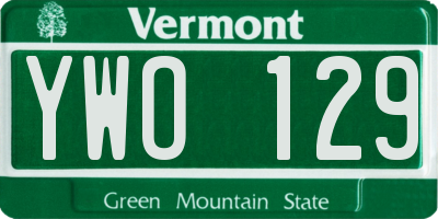 VT license plate YWO129