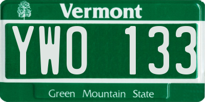 VT license plate YWO133