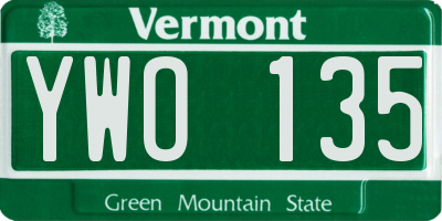 VT license plate YWO135