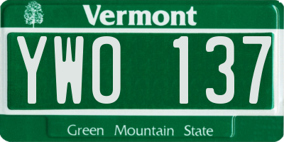 VT license plate YWO137