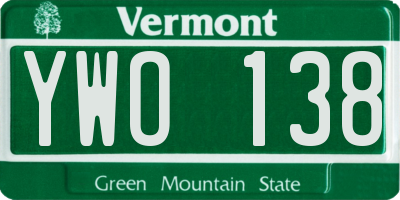 VT license plate YWO138