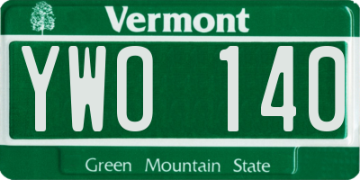 VT license plate YWO140