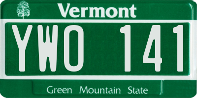 VT license plate YWO141