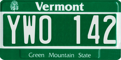 VT license plate YWO142